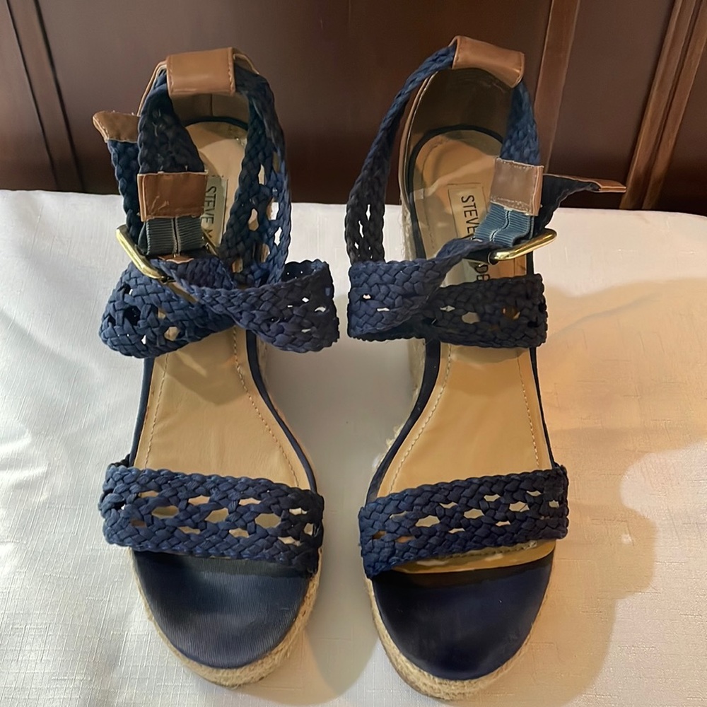STEVE MADDEN women’s platform wedges Navy size 9